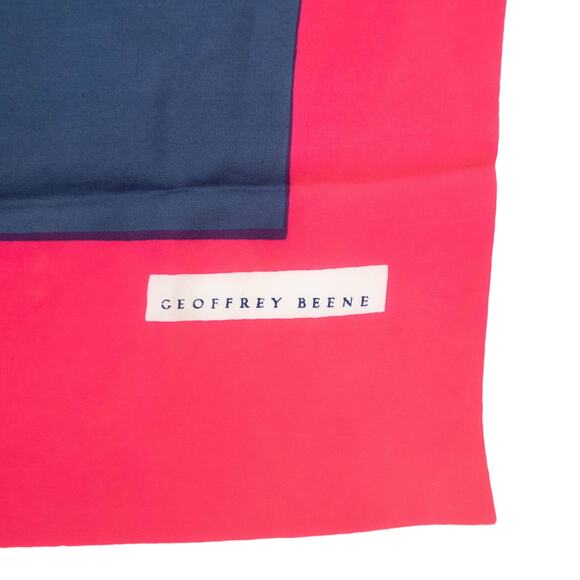 Geoffrey Beene Pink Blue Square Silk Scarf 26" - Picture 3 of 7